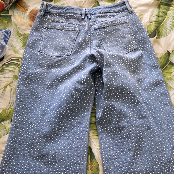 Good American Good Ease Wide Leg Rhinestone Jean Size 4 NWOT - Picture 5 of 6